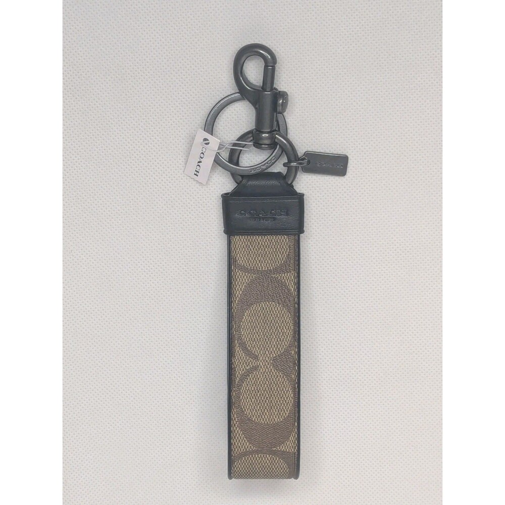 Coach Large Loop Key Fob Keychain - Tan with Gunm… - image 1